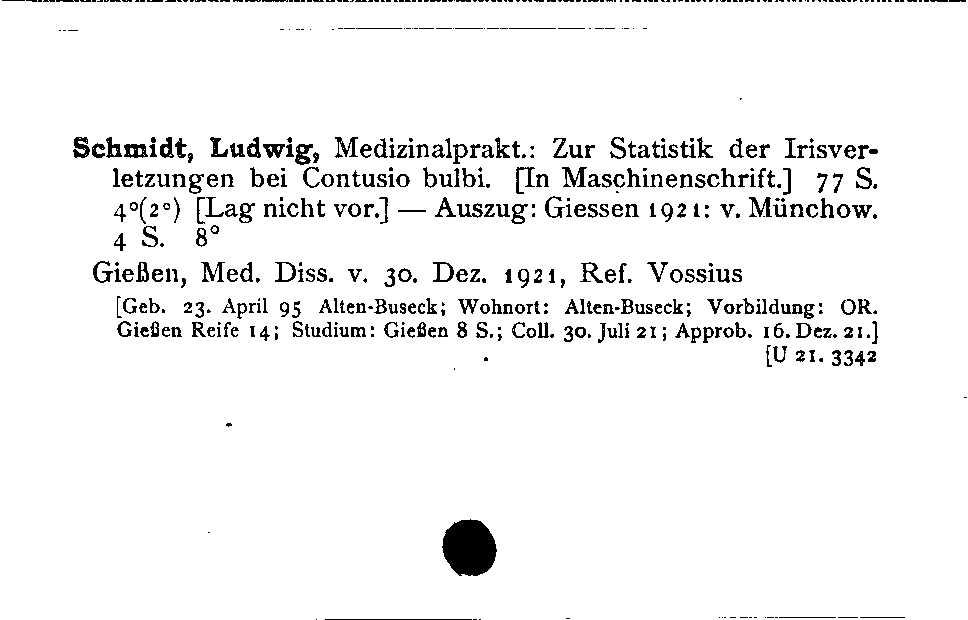 [Katalogkarte Dissertationenkatalog bis 1980]