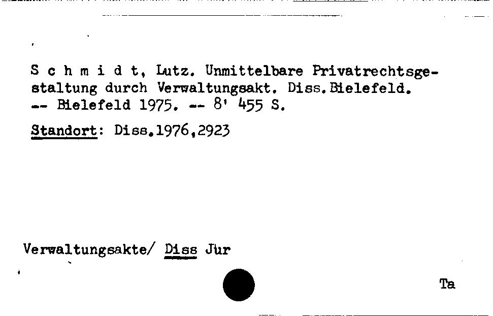 [Katalogkarte Dissertationenkatalog bis 1980]