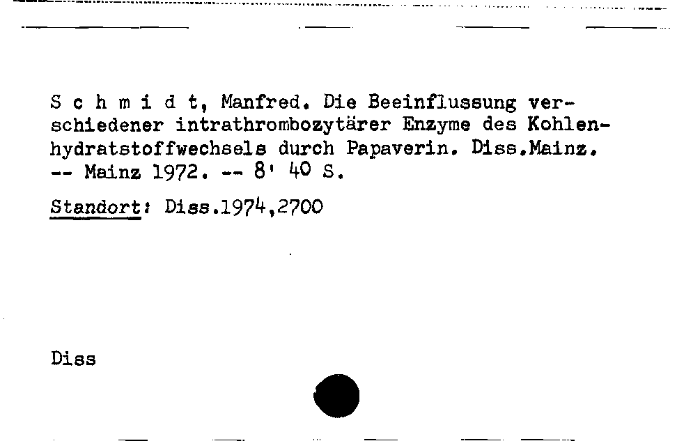 [Katalogkarte Dissertationenkatalog bis 1980]