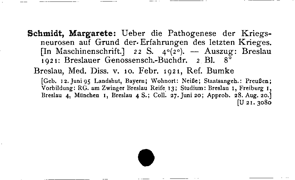 [Katalogkarte Dissertationenkatalog bis 1980]