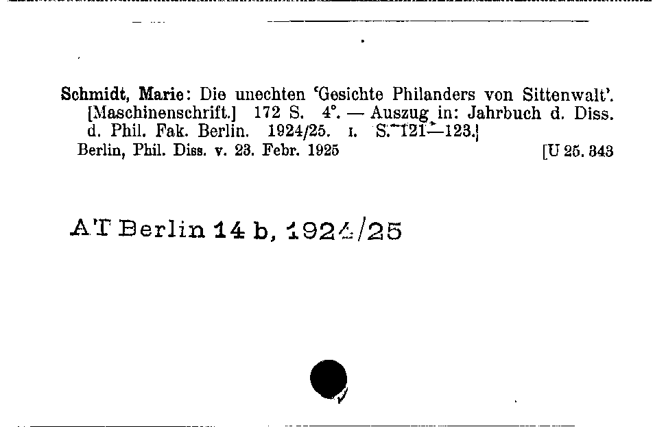 [Katalogkarte Dissertationenkatalog bis 1980]