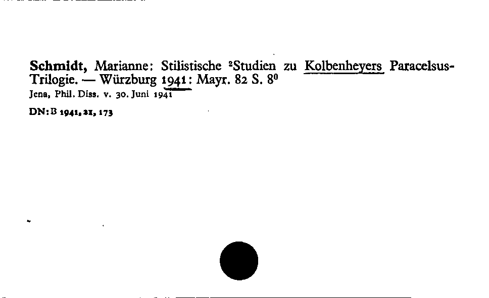 [Katalogkarte Dissertationenkatalog bis 1980]