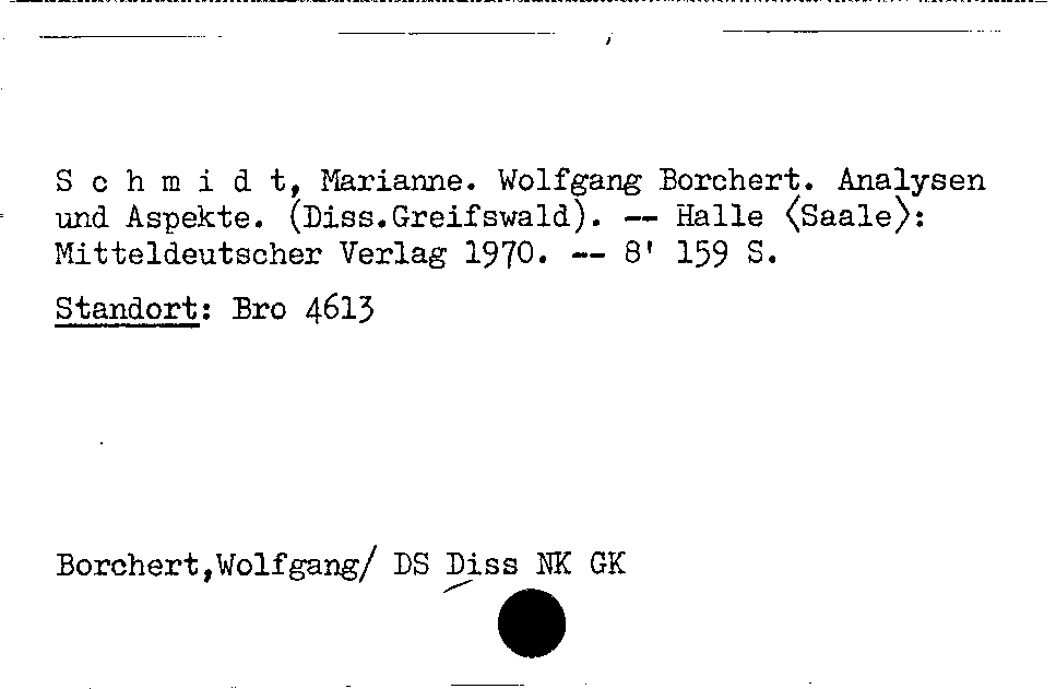 [Katalogkarte Dissertationenkatalog bis 1980]