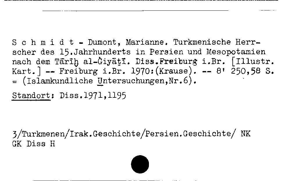 [Katalogkarte Dissertationenkatalog bis 1980]