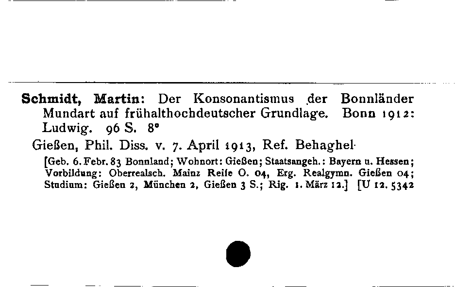 [Katalogkarte Dissertationenkatalog bis 1980]