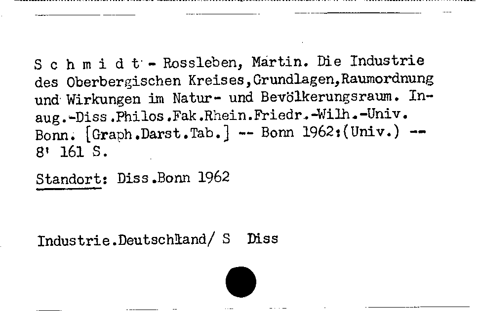 [Katalogkarte Dissertationenkatalog bis 1980]