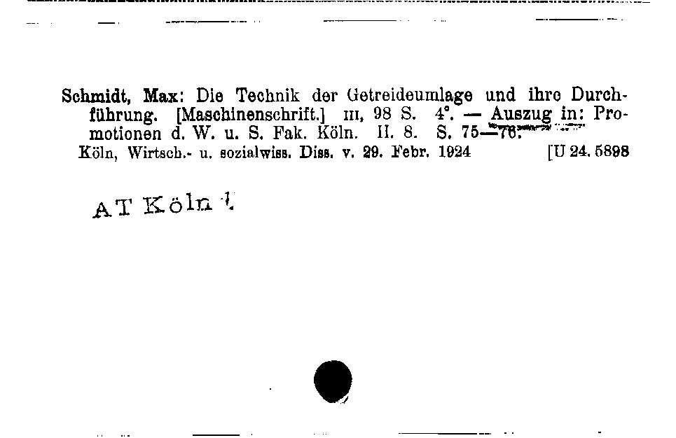 [Katalogkarte Dissertationenkatalog bis 1980]