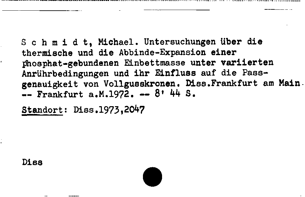 [Katalogkarte Dissertationenkatalog bis 1980]