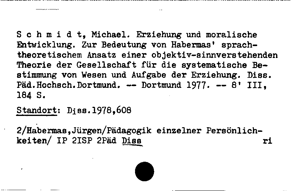 [Katalogkarte Dissertationenkatalog bis 1980]