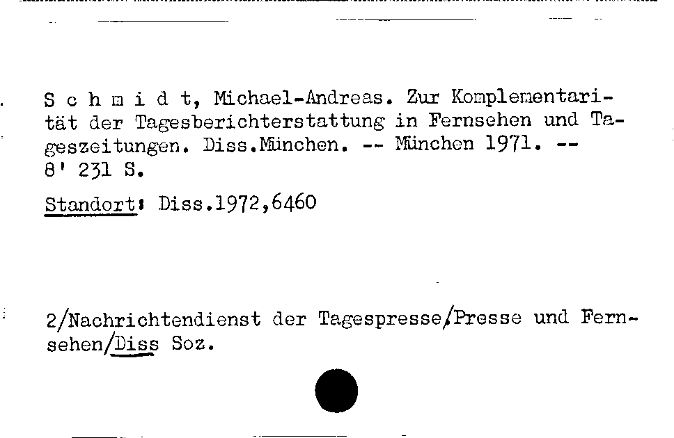 [Katalogkarte Dissertationenkatalog bis 1980]