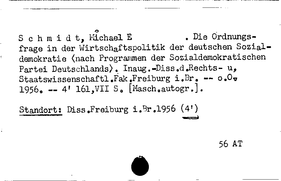 [Katalogkarte Dissertationenkatalog bis 1980]