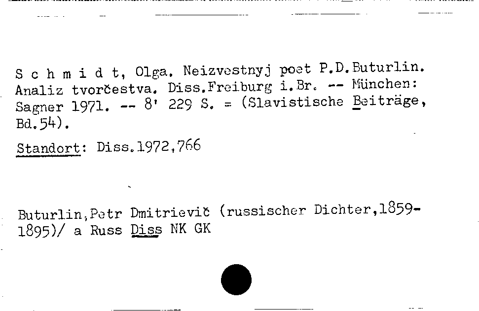 [Katalogkarte Dissertationenkatalog bis 1980]