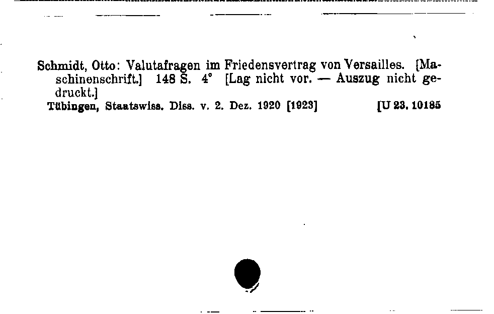 [Katalogkarte Dissertationenkatalog bis 1980]