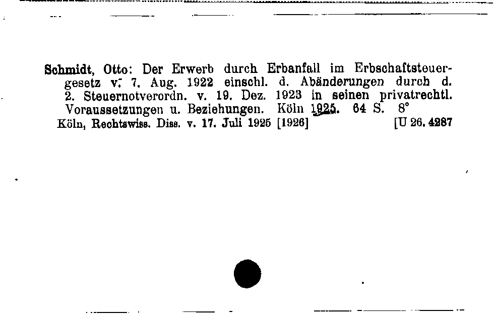 [Katalogkarte Dissertationenkatalog bis 1980]