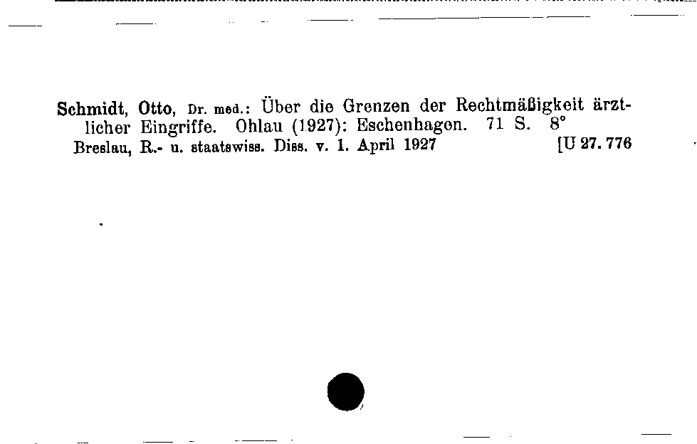 [Katalogkarte Dissertationenkatalog bis 1980]