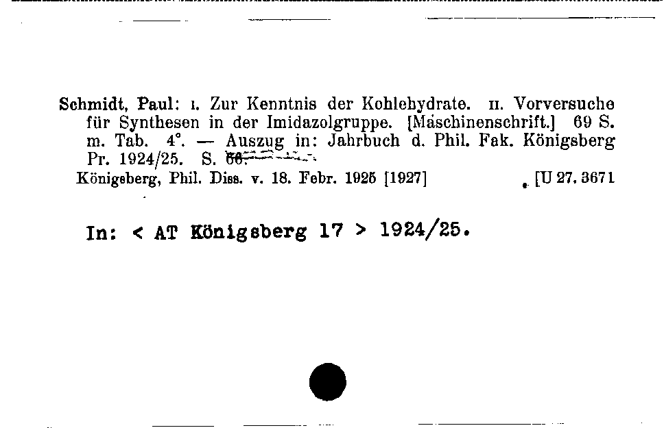 [Katalogkarte Dissertationenkatalog bis 1980]