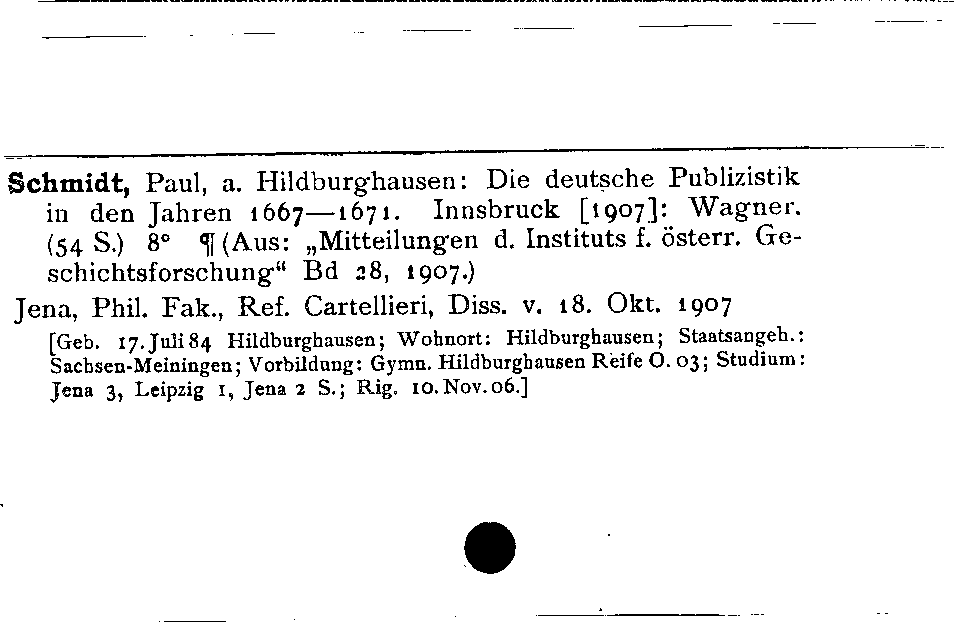 [Katalogkarte Dissertationenkatalog bis 1980]