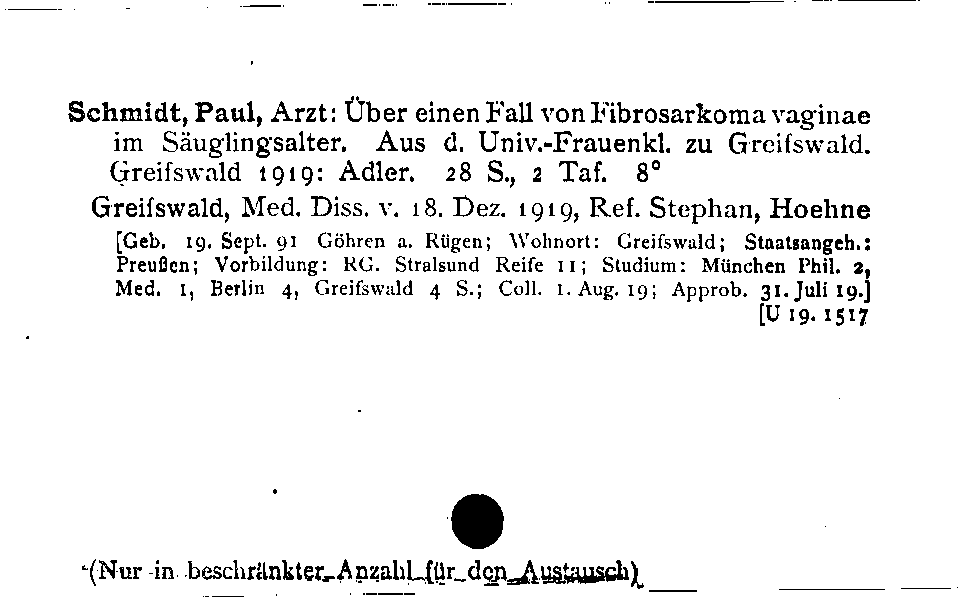 [Katalogkarte Dissertationenkatalog bis 1980]