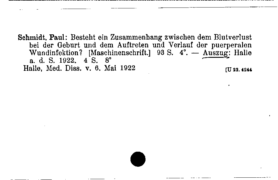 [Katalogkarte Dissertationenkatalog bis 1980]