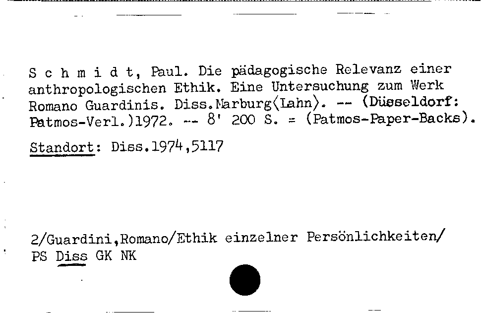 [Katalogkarte Dissertationenkatalog bis 1980]