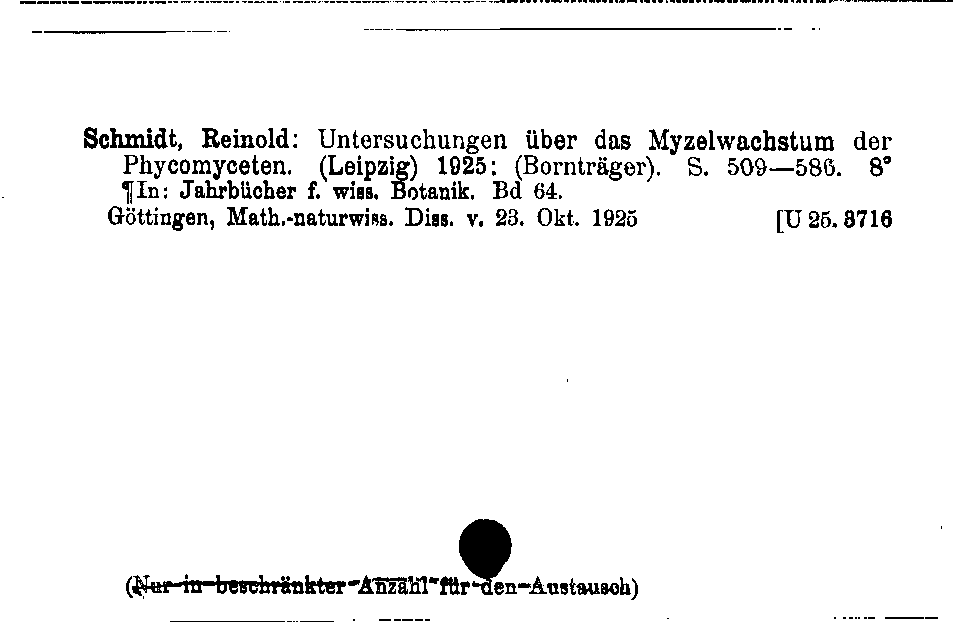 [Katalogkarte Dissertationenkatalog bis 1980]