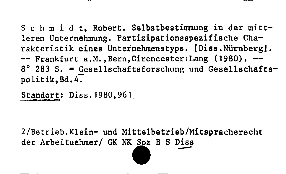 [Katalogkarte Dissertationenkatalog bis 1980]