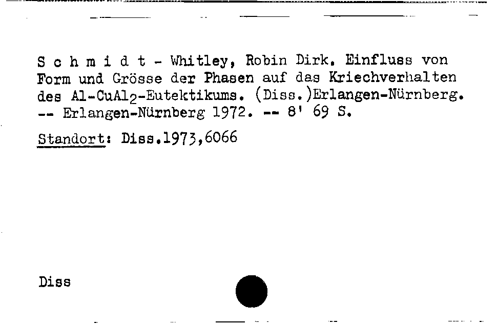 [Katalogkarte Dissertationenkatalog bis 1980]