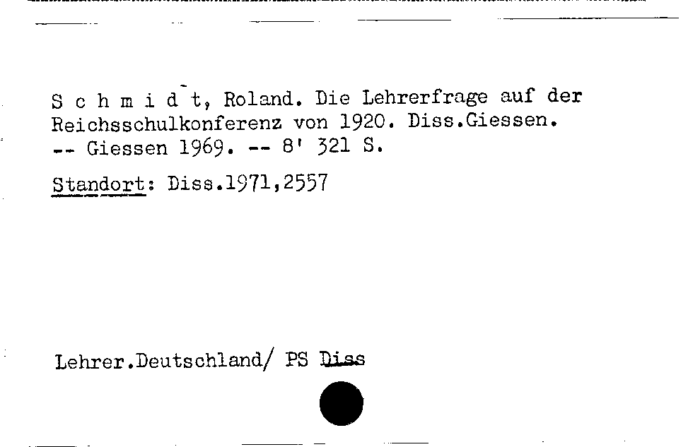 [Katalogkarte Dissertationenkatalog bis 1980]