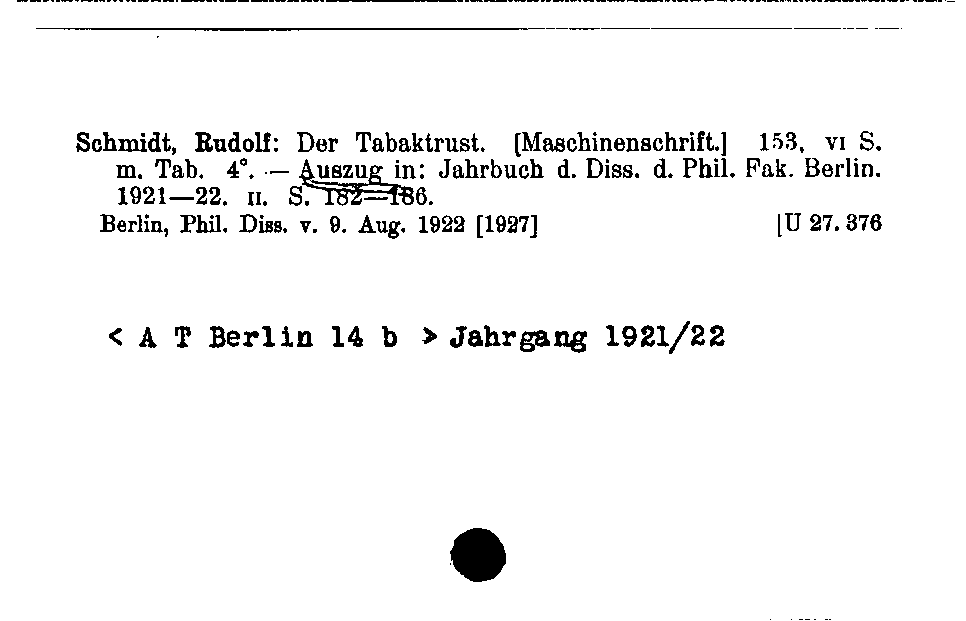 [Katalogkarte Dissertationenkatalog bis 1980]