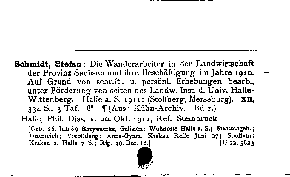 [Katalogkarte Dissertationenkatalog bis 1980]