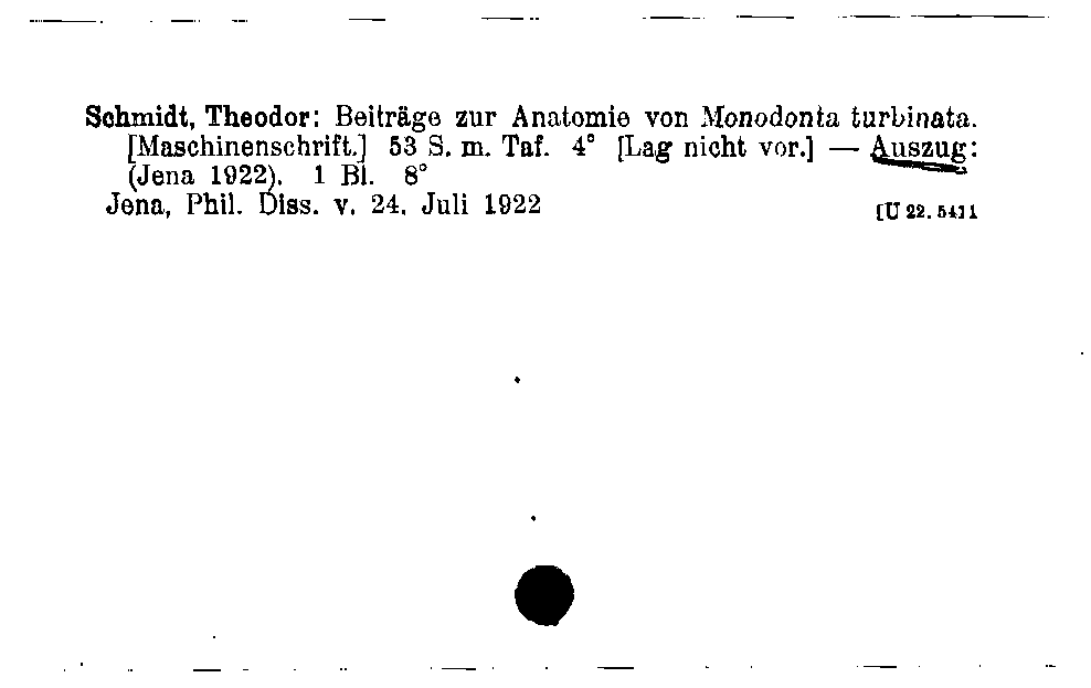 [Katalogkarte Dissertationenkatalog bis 1980]