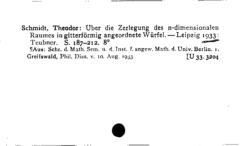 [Katalogkarte Dissertationenkatalog bis 1980]