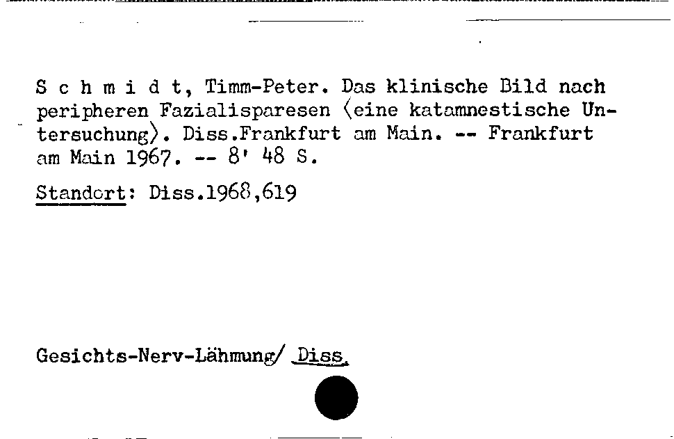 [Katalogkarte Dissertationenkatalog bis 1980]