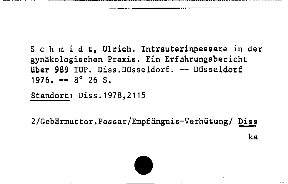 [Katalogkarte Dissertationenkatalog bis 1980]