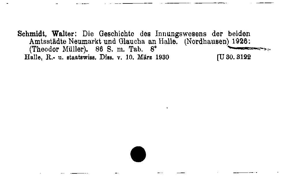 [Katalogkarte Dissertationenkatalog bis 1980]