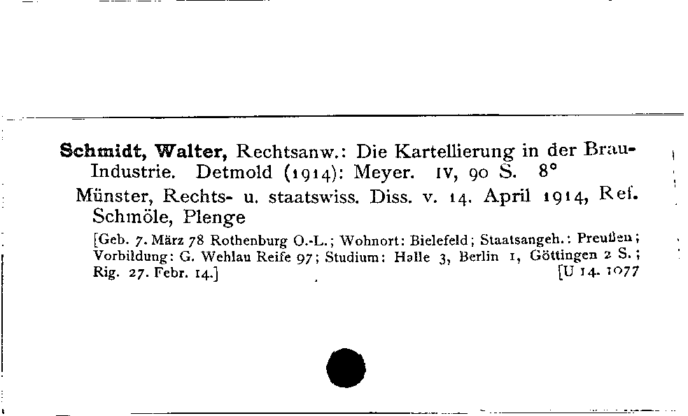 [Katalogkarte Dissertationenkatalog bis 1980]