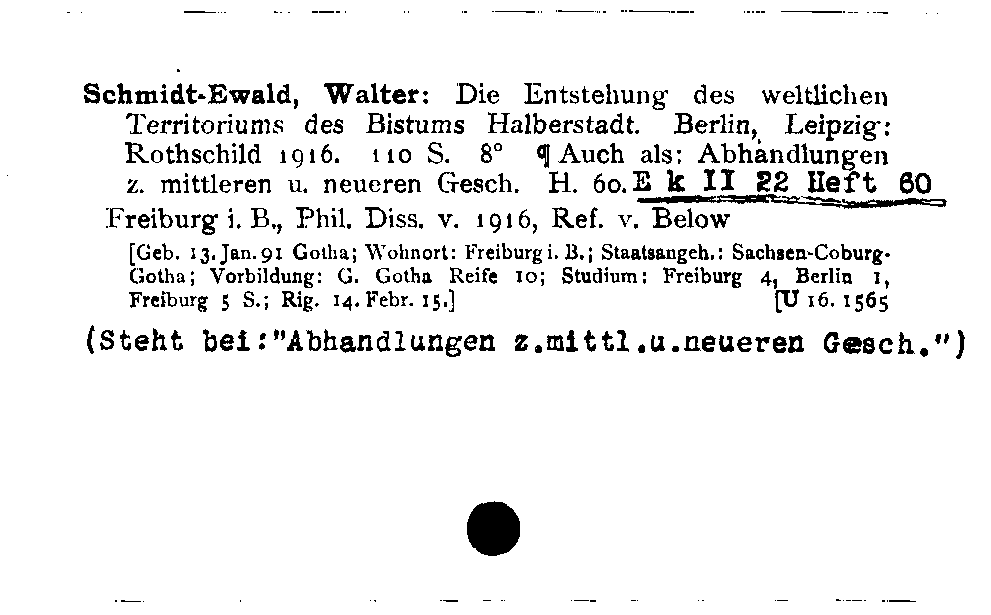 [Katalogkarte Dissertationenkatalog bis 1980]