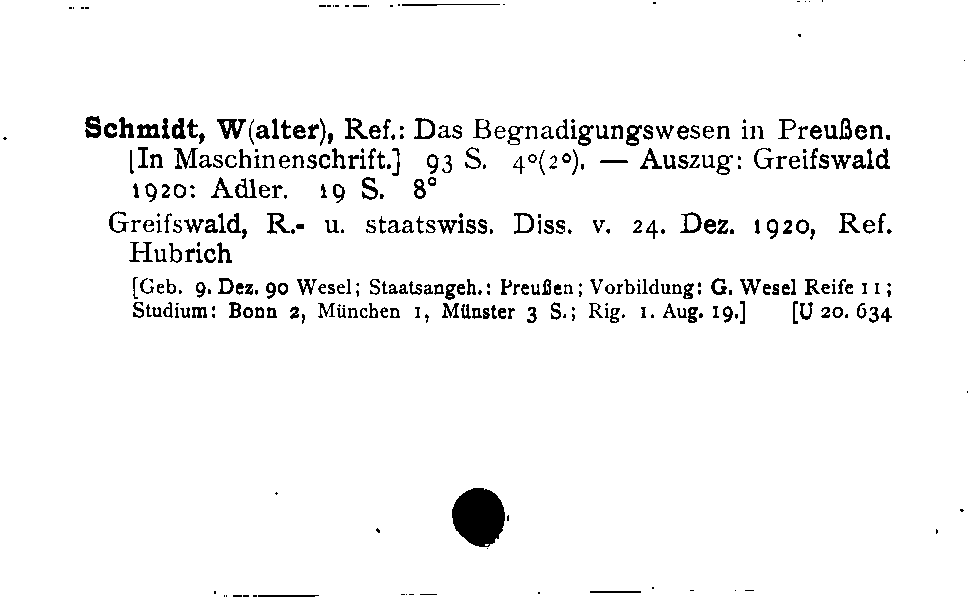 [Katalogkarte Dissertationenkatalog bis 1980]