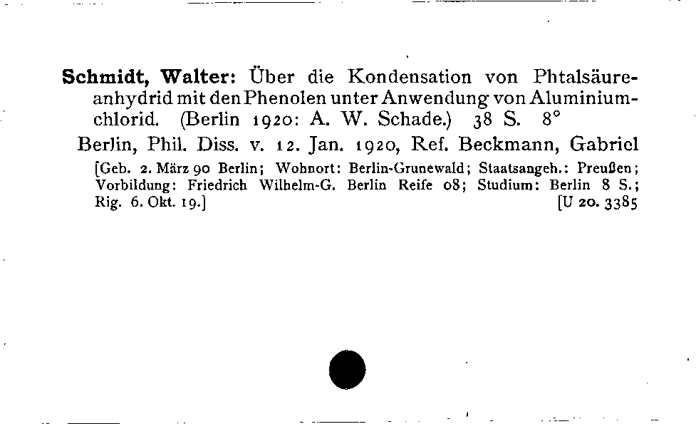 [Katalogkarte Dissertationenkatalog bis 1980]