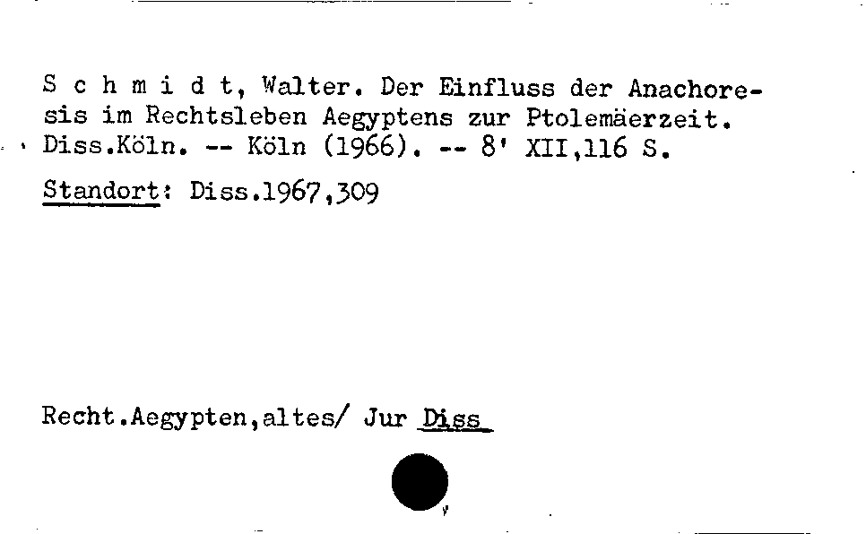 [Katalogkarte Dissertationenkatalog bis 1980]