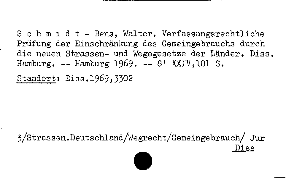 [Katalogkarte Dissertationenkatalog bis 1980]