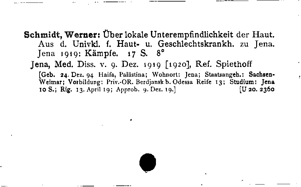 [Katalogkarte Dissertationenkatalog bis 1980]