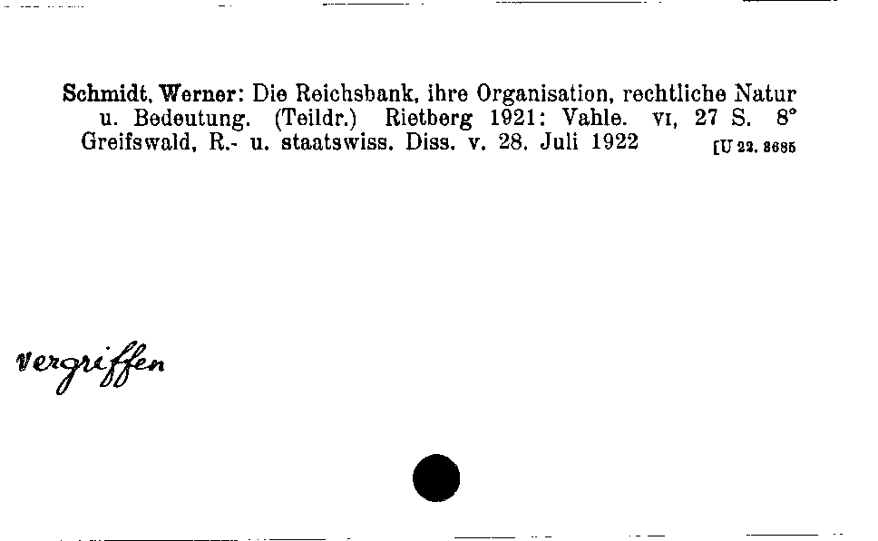 [Katalogkarte Dissertationenkatalog bis 1980]