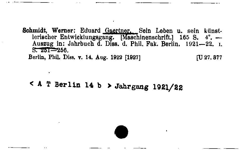 [Katalogkarte Dissertationenkatalog bis 1980]