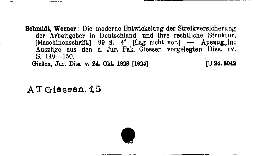 [Katalogkarte Dissertationenkatalog bis 1980]