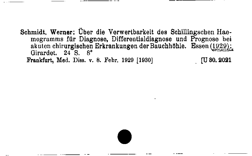 [Katalogkarte Dissertationenkatalog bis 1980]