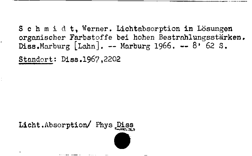 [Katalogkarte Dissertationenkatalog bis 1980]