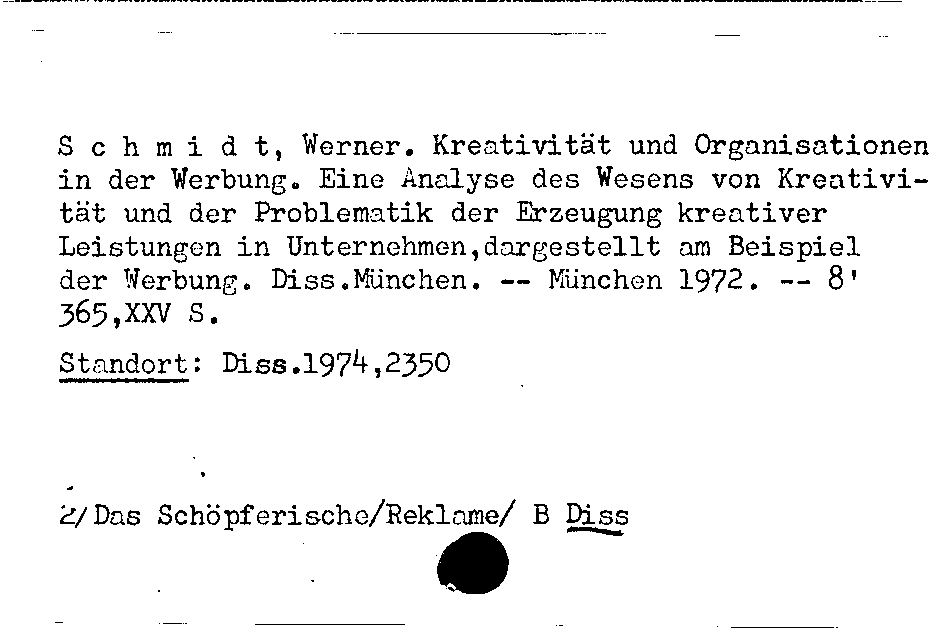 [Katalogkarte Dissertationenkatalog bis 1980]