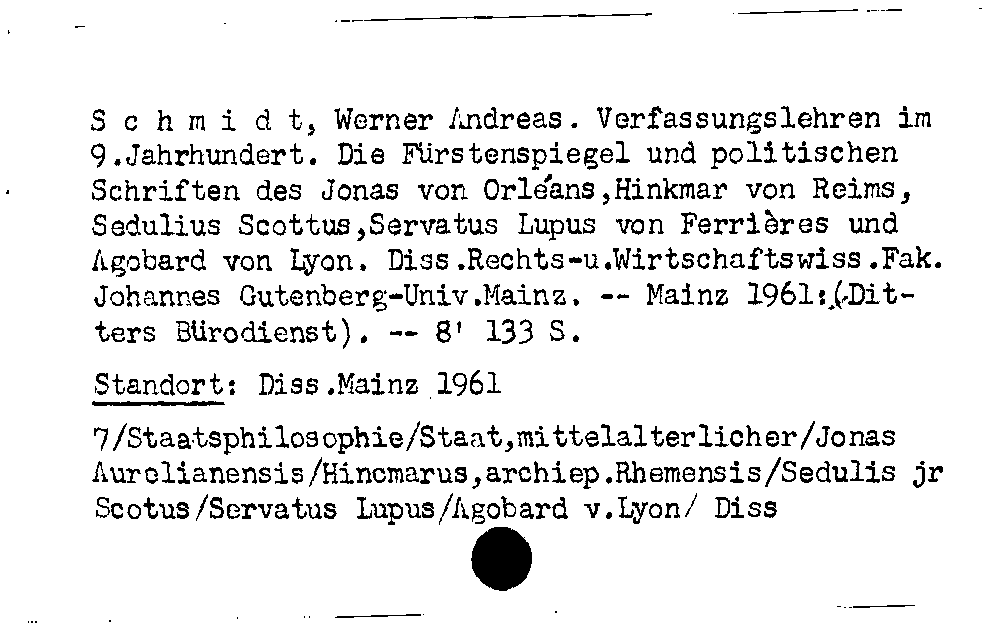 [Katalogkarte Dissertationenkatalog bis 1980]