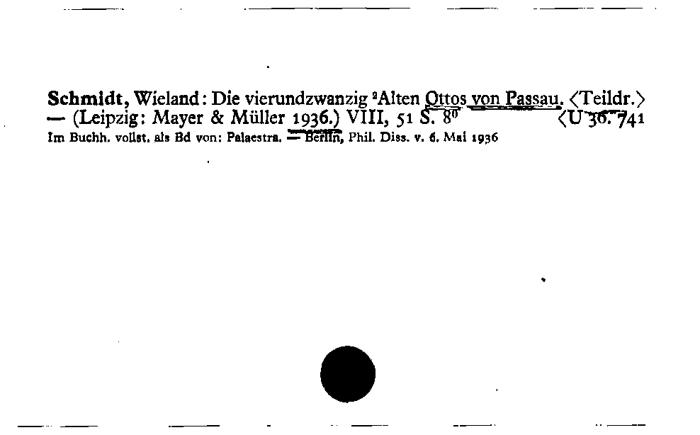 [Katalogkarte Dissertationenkatalog bis 1980]